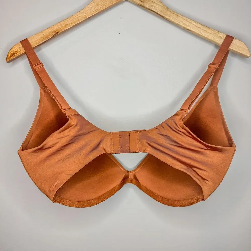 SKIMS Terracotta Copper Rust Smooth T-Shirt Bra Molded Underwire Bra 36DD